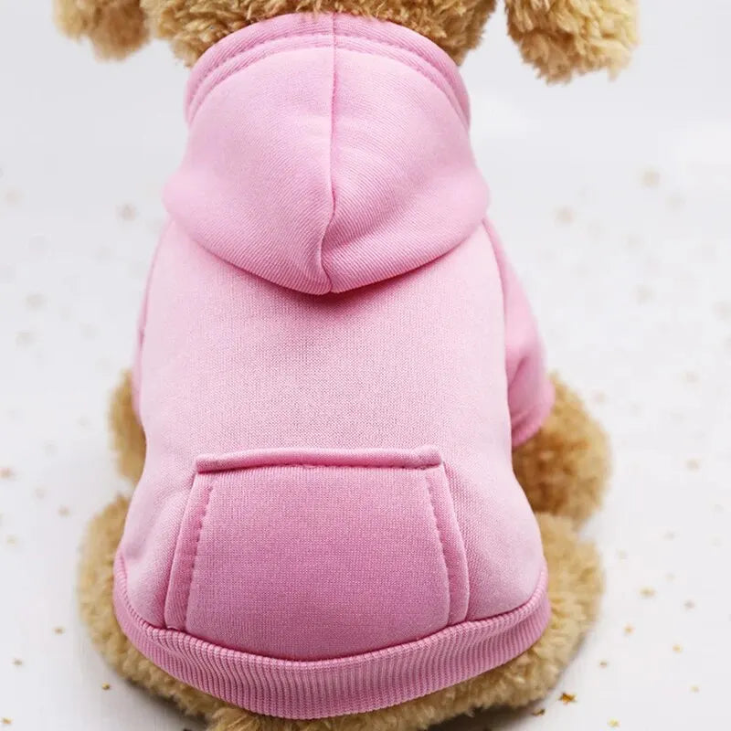 Red fanzyMarket warm hooded dog sweater for small pets with thick fleece, perfect for autumn and winter.