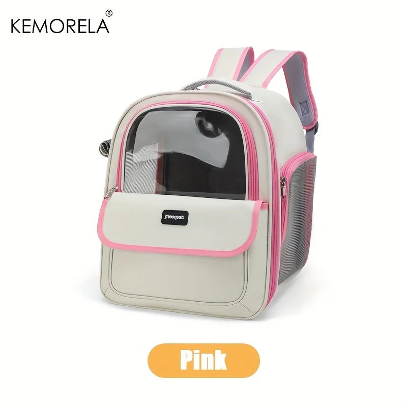 Transparent bubble pet backpack carrier for cats and small dogs, breathable outdoor capsule by FanzyMarket.