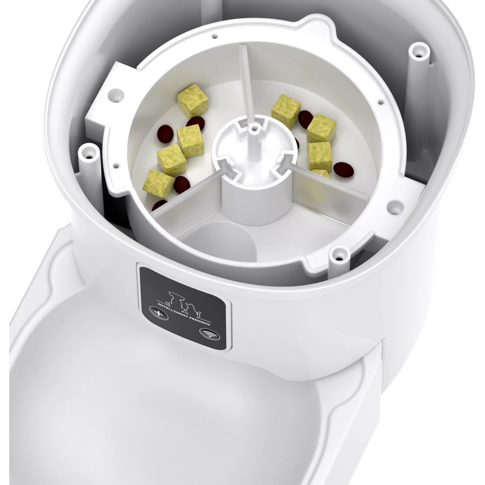 FanzyMarket smart 4L WiFi and button pet feeder for cats and dogs with LCD display, automatic food dispensing in pet supplies.