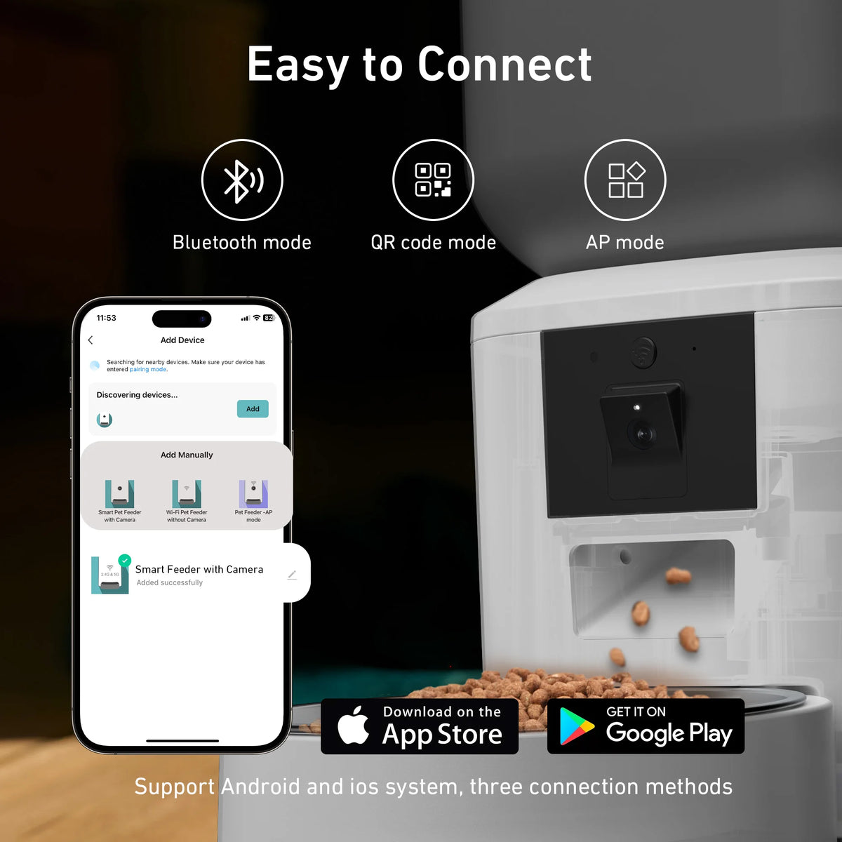 FanzyMarket 8L automatic pet feeder with 1080p camera, stainless steel bowl, WiFi, app control, and voice recorder for pet feeding.