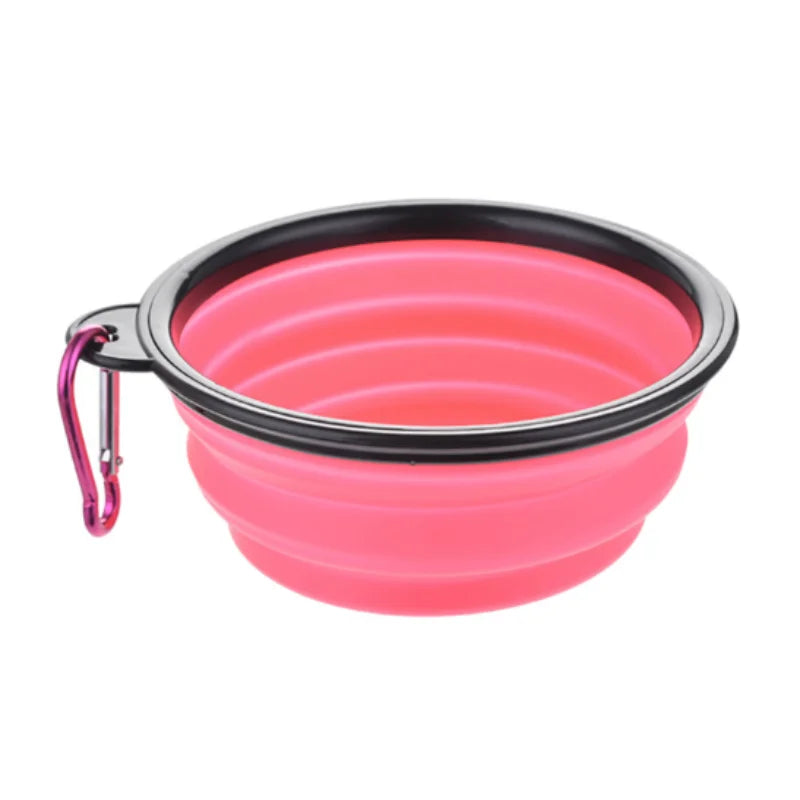 Green collapsible TPR travel pet bowl for dogs and cats, showing open, portable food and water dish in 650ml size.