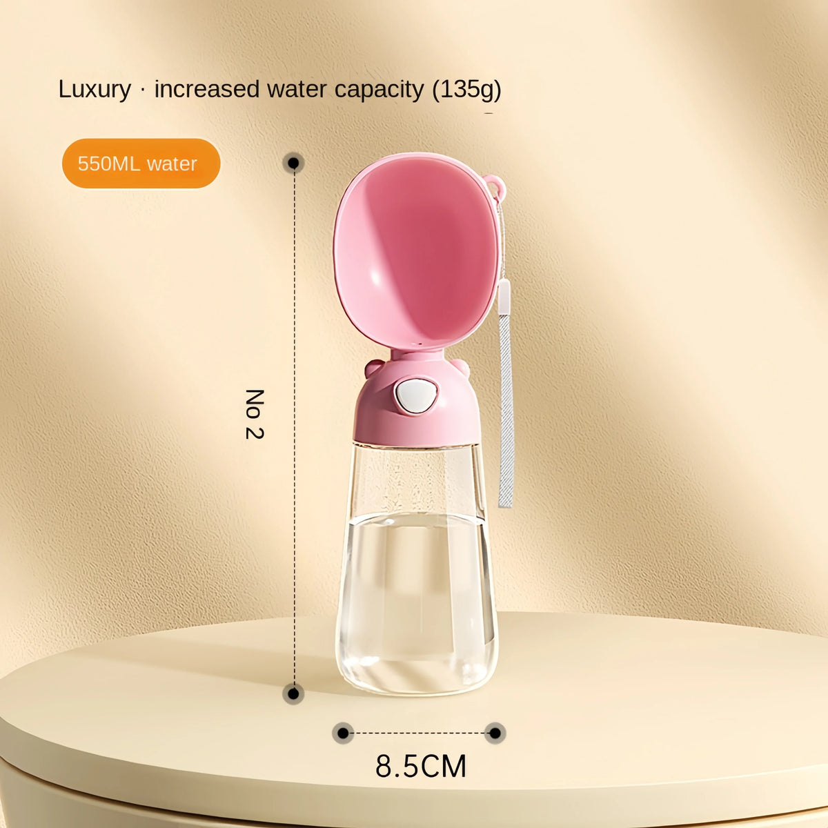 FanzyMarket portable pet water bottle with food dispenser and travel bowl for dogs and cats, made from food-grade materials.