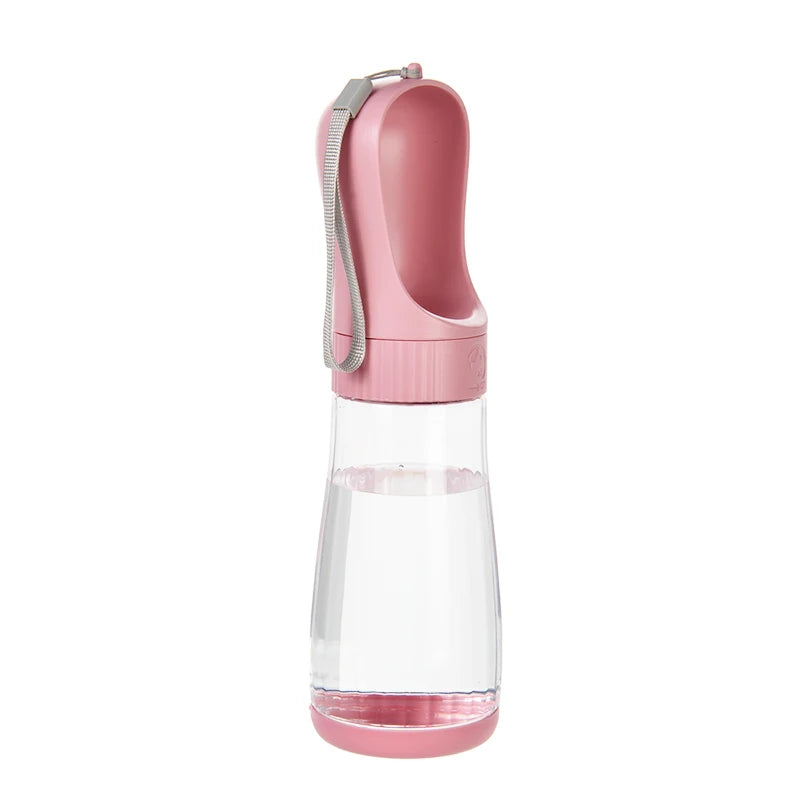 FanzyMarket portable 2-in-1 dog water bottle with food container, blue travel pet water dispenser for small to large dogs and cats.