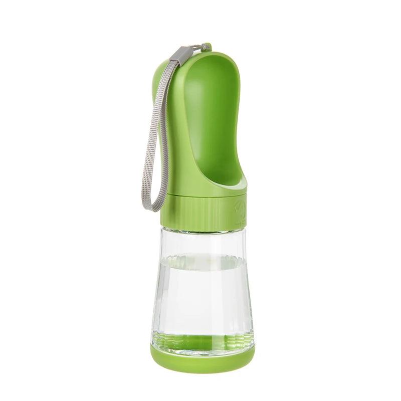 Blue FanzyMarket 2-in-1 dog and cat water bottle with food container, portable pet water dispenser for small to large pets.
