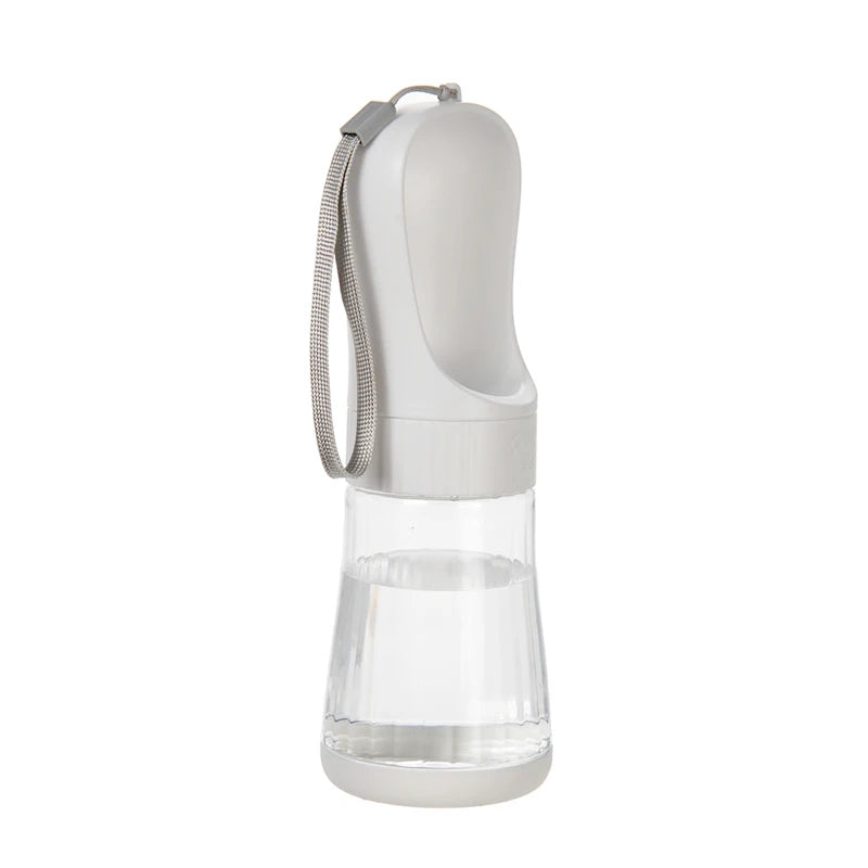 FanzyMarket portable 2-in-1 dog water bottle with food container, blue travel pet water dispenser for small to large dogs and cats.