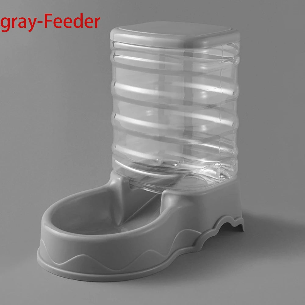 FanzyMarket gravity pet feeder and water dispenser for cats and small dogs, blue transparent PP hopper with pink, blue, and gray options