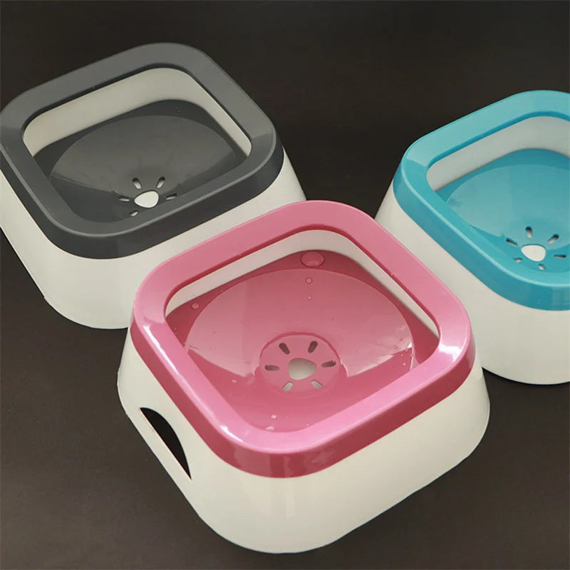 Pink FanzyMarket anti-splash pet water bowl, 1L spill-proof dog and cat waterer, large puppy drinking bowl, designed to prevent spills