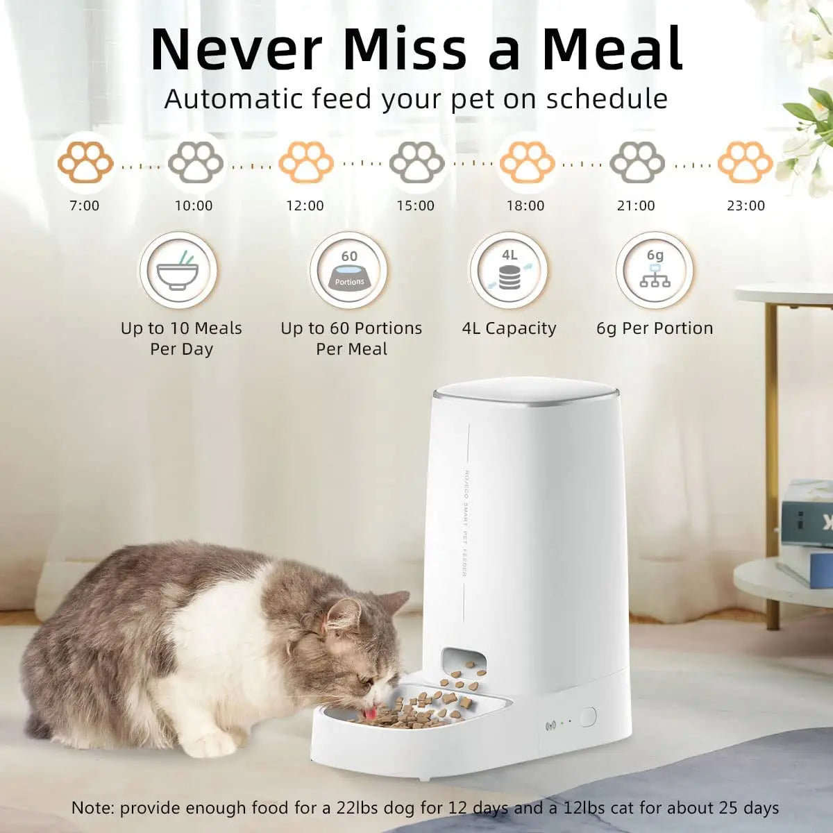 FanzyMarket automatic WiFi pet feeder with single bowl, 4L capacity, app control, and portion timer for cats and small dogs.