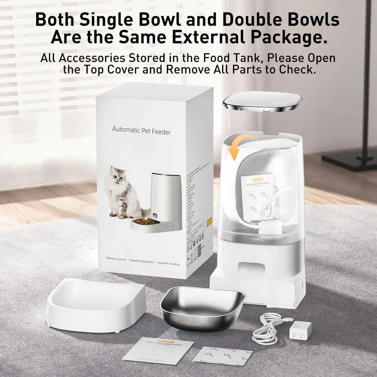 FanzyMarket automatic WiFi pet feeder with 4L bowl, app-controlled smart kibble dispenser for cats and small dogs.