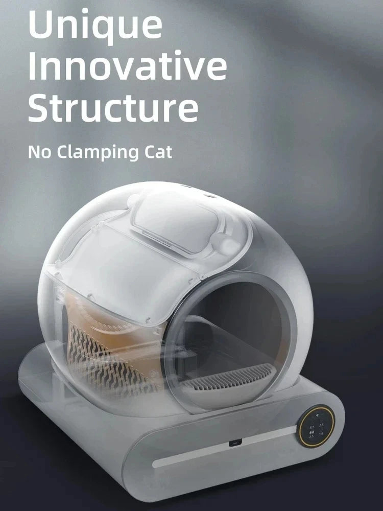 FanzyMarket 65L automatic self-cleaning enclosed cat litter box with smart app control and low-noise operation for hygiene.