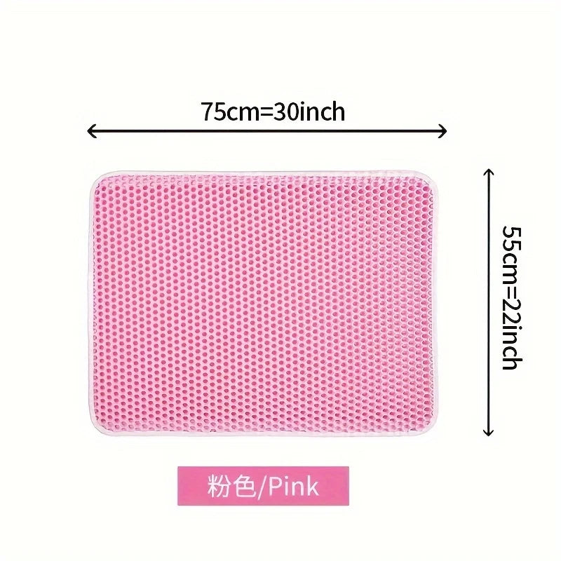 Large gray FanzyMarket cat litter mat with honeycomb double-layer waterproof EVA design for litter control and easy cleaning.