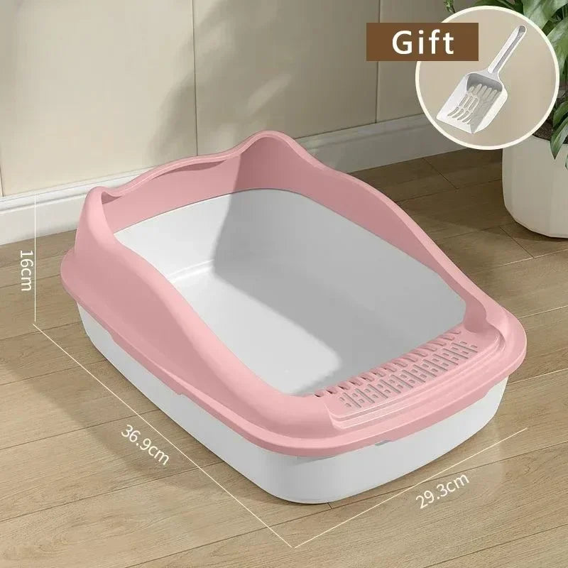 FanzyMarket high-sided green cat litter box with side entry, anti-splash design, measures 14.5 x 11.5 x 6.3 inches.