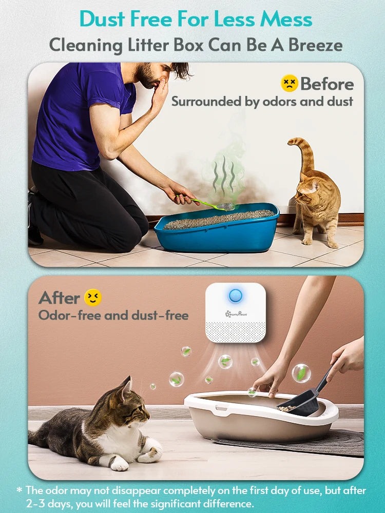 FanzyMarket 4000mAh smart cat litter odor eliminator, USB rechargeable pet air purifier and deodorizer for litter boxes and small spaces.