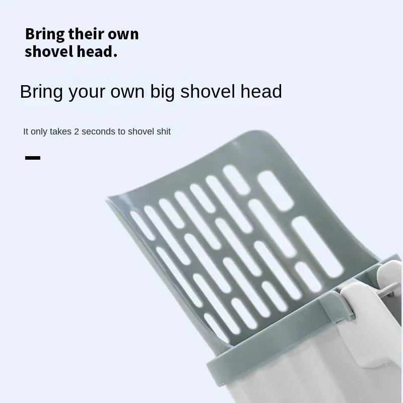 FanzyMarket cat litter scoop with refill bags, self-cleaning design, waste bin, ideal for pet grooming and hygiene.