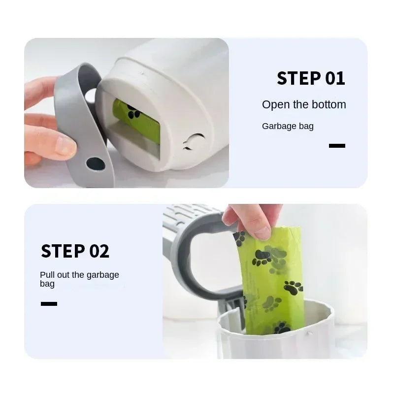 FanzyMarket self-cleaning cat litter scoop with refill bags, waste bin, and ergonomic handle for easy litter cleaning.