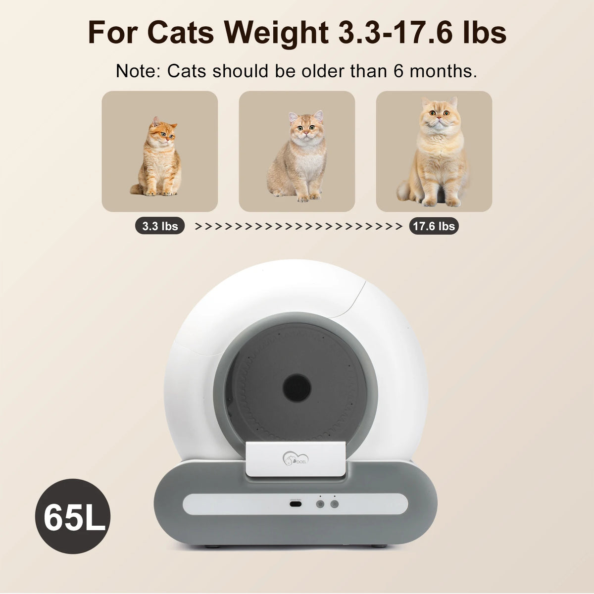 FanzyMarket 56L self-cleaning smart cat litter box with app control, low entry, litter mat, waste bags, fits tofu and clumping litter.