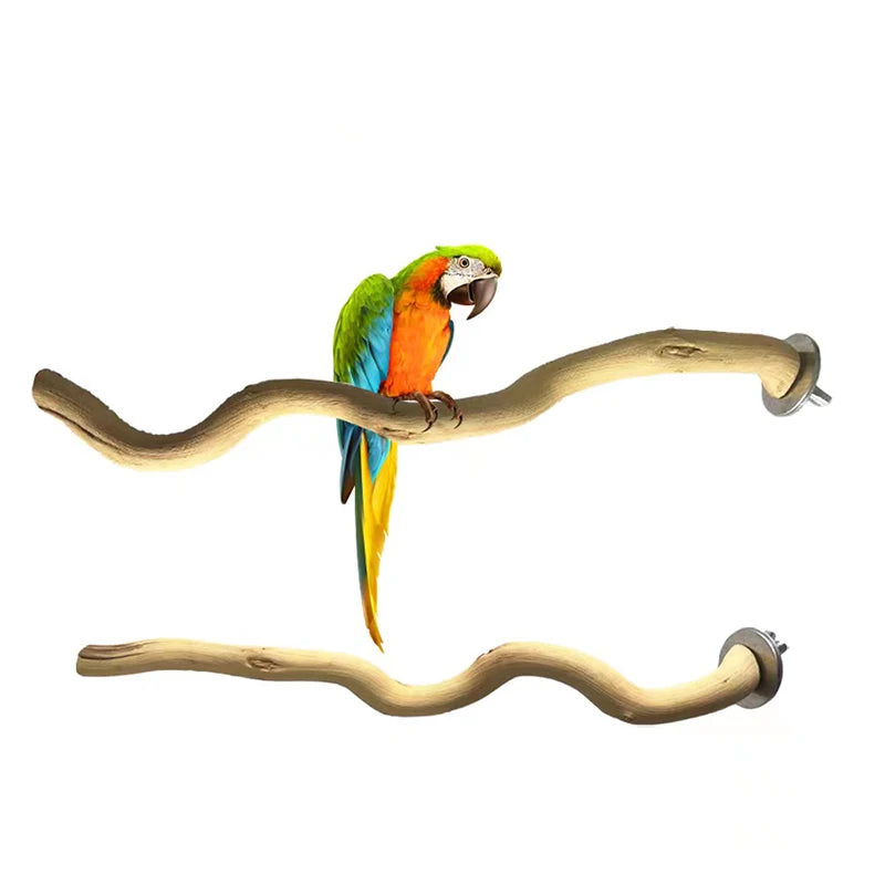 Natural wood parrot perch branch hanging cage swing for birds, available in multiple sizes 4-12 inches, from FanzyMarket pet supplies.