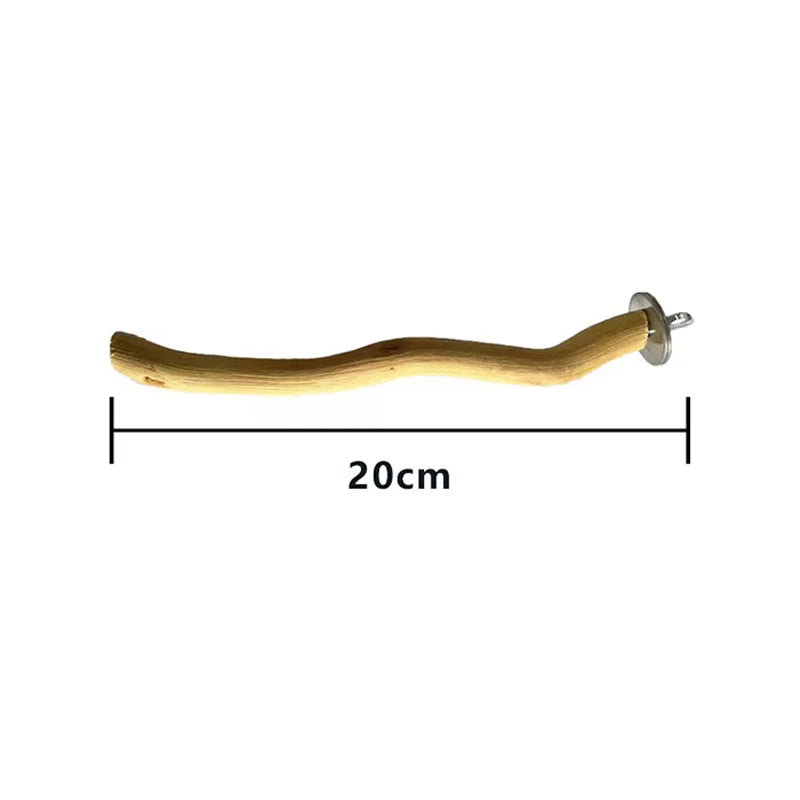 Natural wood parrot perch branch hanging cage swing for birds, available in multiple sizes from FanzyMarket pet supplies.