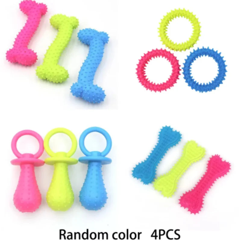Durable rubber bone chew toy for small dogs by FanzyMarket, bite-resistant and ideal for teeth cleaning and training.