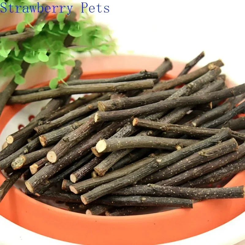 FanzyMarket natural apple wood chew sticks for small pets like hamsters, rabbits, chinchillas, squirrels, and parrots as dental toys.