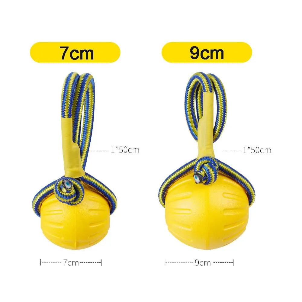 FanzyMarket indestructible EVA dog and cat chew ball, 7cm and 9cm, durable fetch training toy for pets.