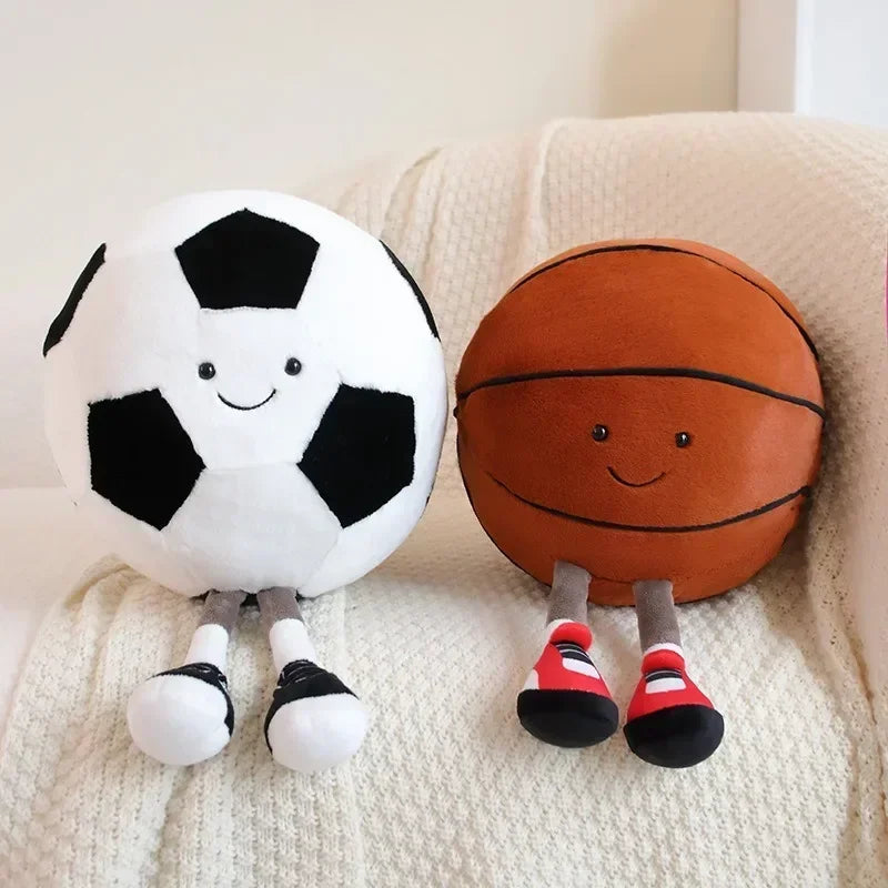 FanzyMarket plush football and basketball pet toy pillow for dogs and cats, 25-28 cm, interactive pet toy ball.