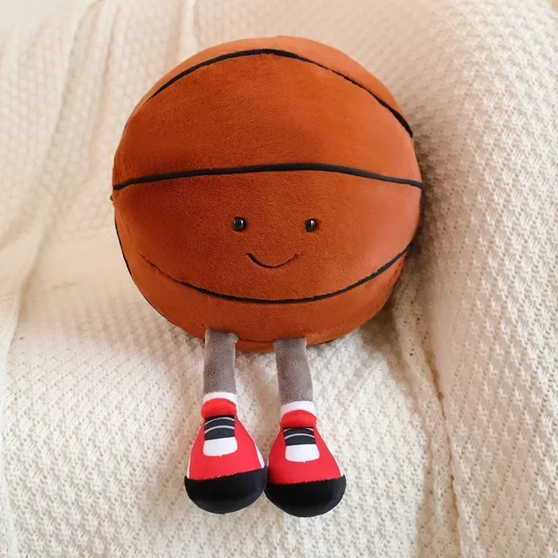 FanzyMarket plush football and basketball pet toy pillow for dogs and cats, 25–28 cm, interactive pet supplies and toys.