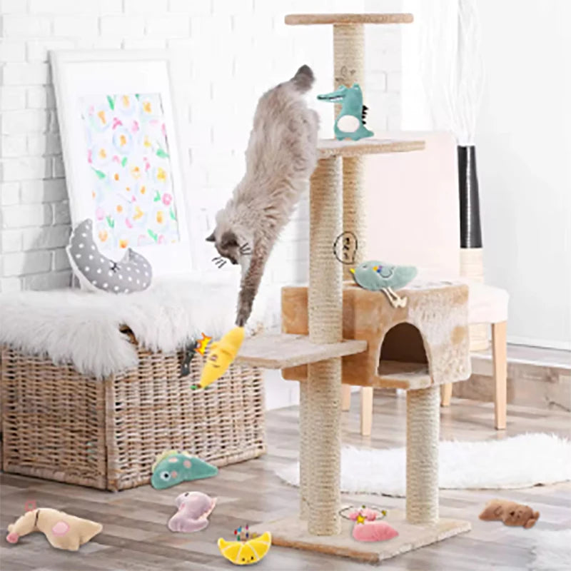 FanzyMarket catnip plush toy for cats, cartoon animal design, soft, dental chew, anti-bite, interactive pet toy for soothing play.