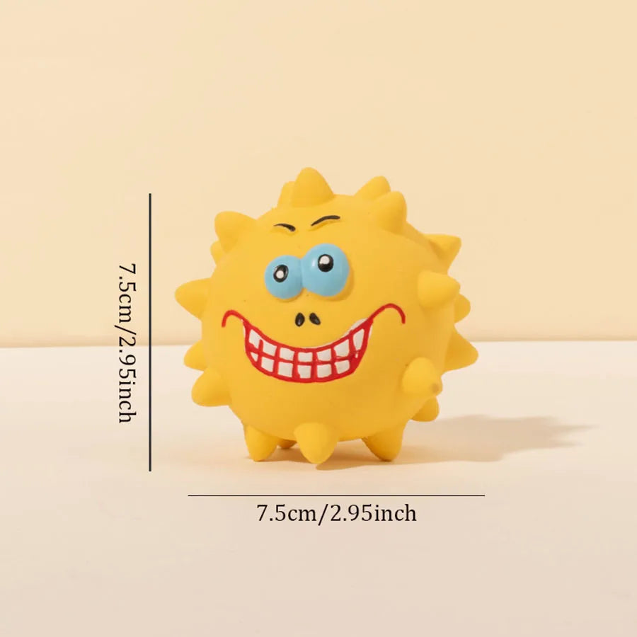 Blue FanzyMarket squeaky dog chew toy made of bite-resistant rubber, designed for puppies and small dogs, 3 inches long.