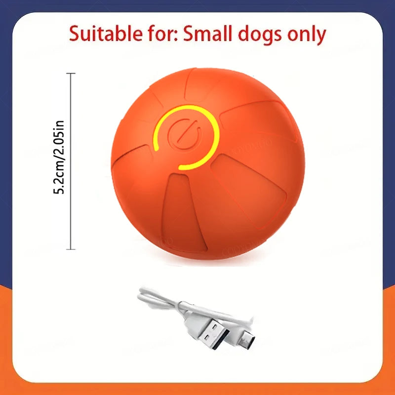 FanzyMarket automatic interactive dog toy ball, USB rechargeable, bouncing and rolling chew toy for puppies and large dogs in blue.