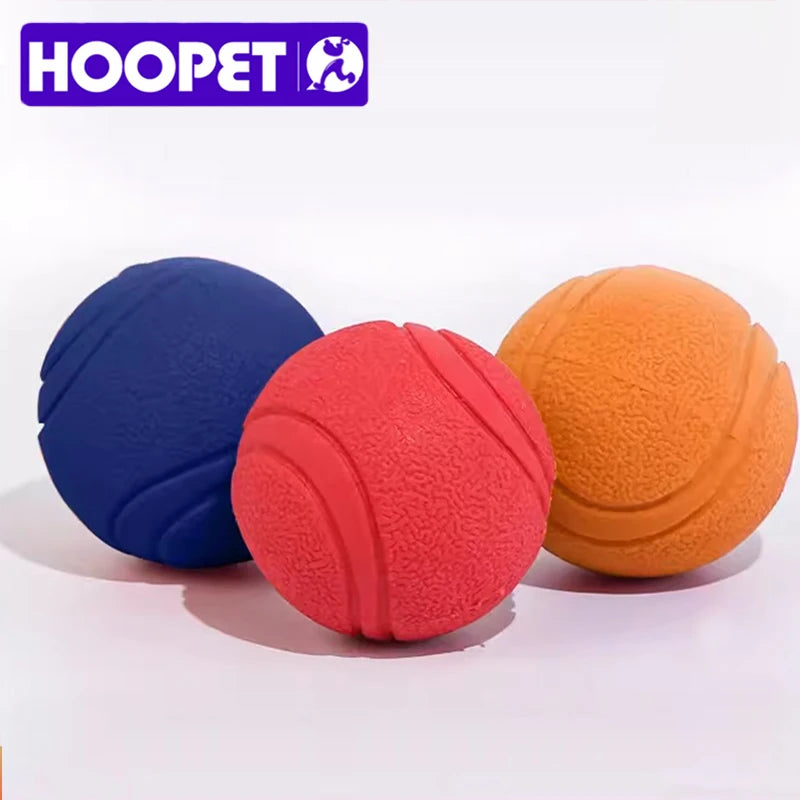 FanzyMarket bite-resistant rubber dog ball toy in red, ideal for chewing and fetch, for small to extra-large dogs and puppies.