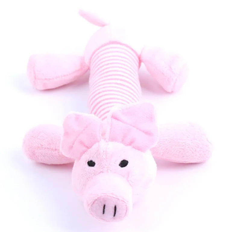 FanzyMarket stuffed-free squeaky plush dog toy resembling a simulated animal with crinkle material for durable, engaging play.