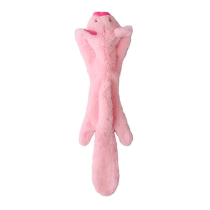 FanzyMarket plush dog toy, bone-shaped, squeaky and crinkle texture, durable stuffing-free chew toy resembling a simulated animal.