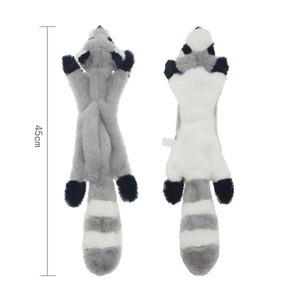 FanzyMarket stuffing-free squeaky plush dog toy featuring a durable crinkle texture and a realistic animal design for chewing and play.