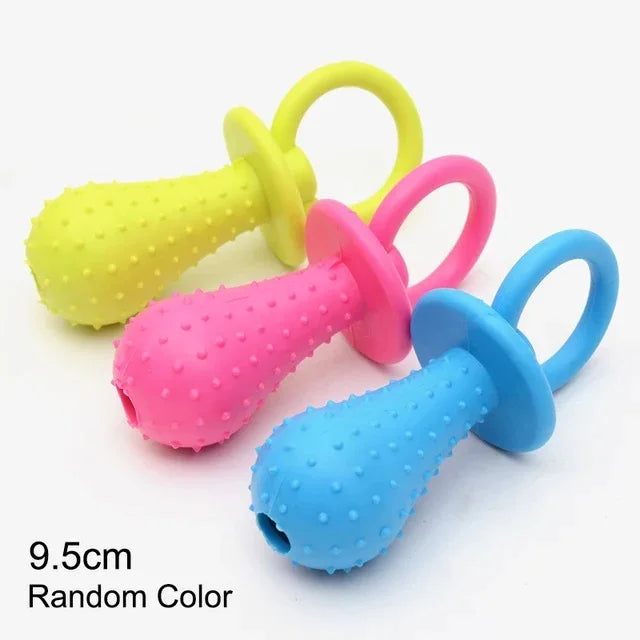 FanzyMarket bite-resistant rubber spiked dog chew toy for small dogs with squeaker, designed for teeth cleaning and training.