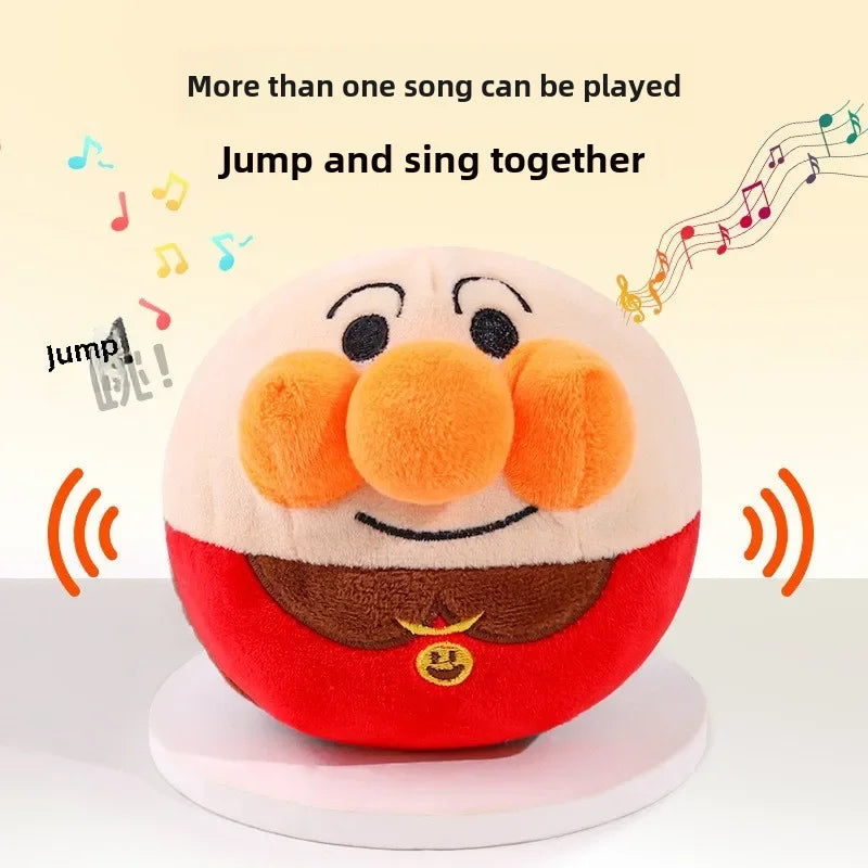 FanzyMarket USB rechargeable plush dog toy featuring a cartoon clown pig, jumping puzzle ball with music for interactive play.