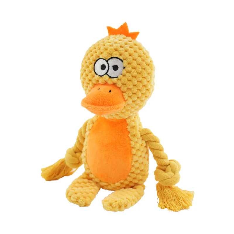 Indestructible plush squeaky dog chew toy by FanzyMarket featuring assorted animal designs for small and medium dogs.
