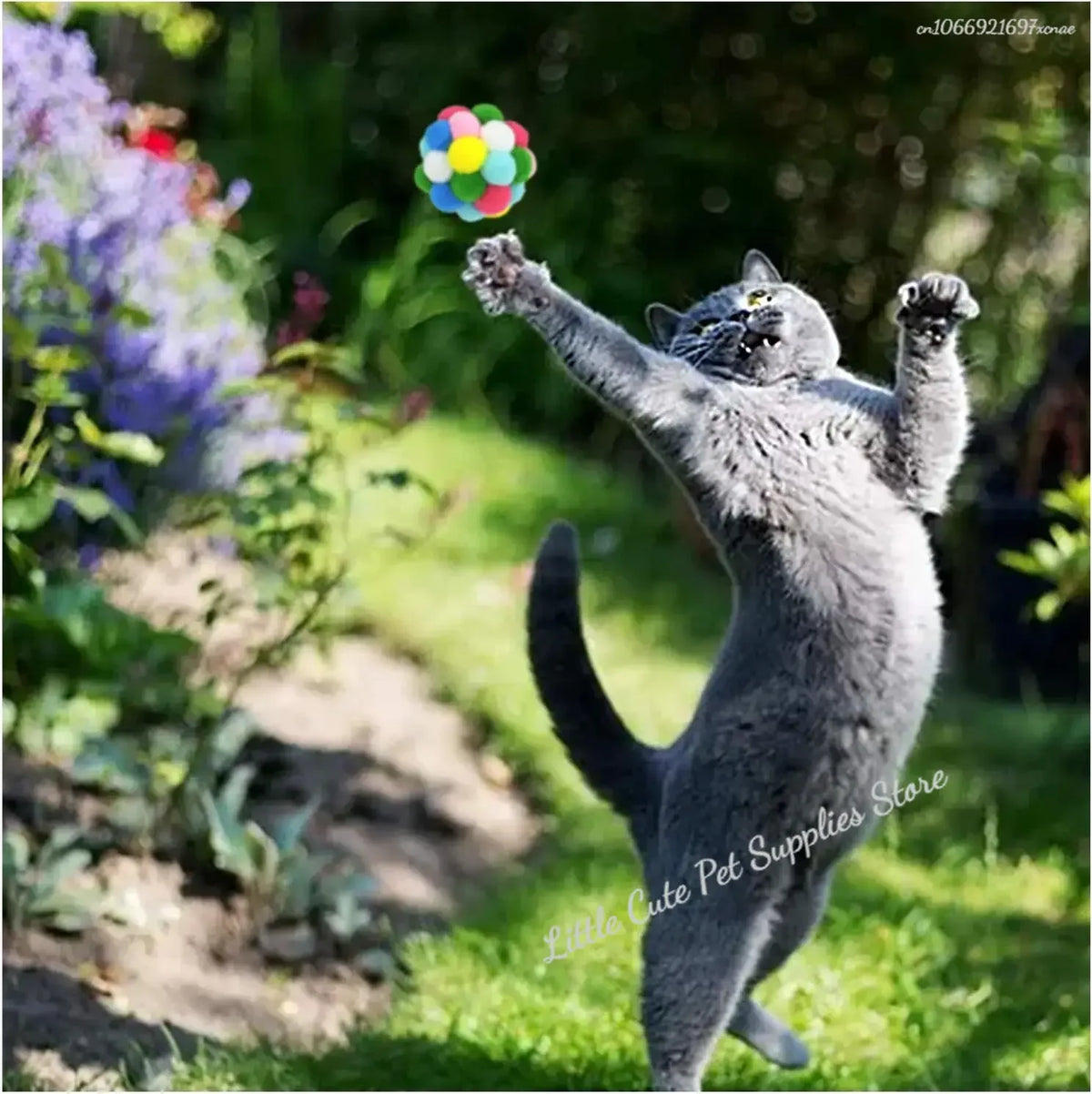 FanzyMarket pom pom cat toys with bells, sparkly tinsel balls for indoor cats and kittens, plush and interactive play items