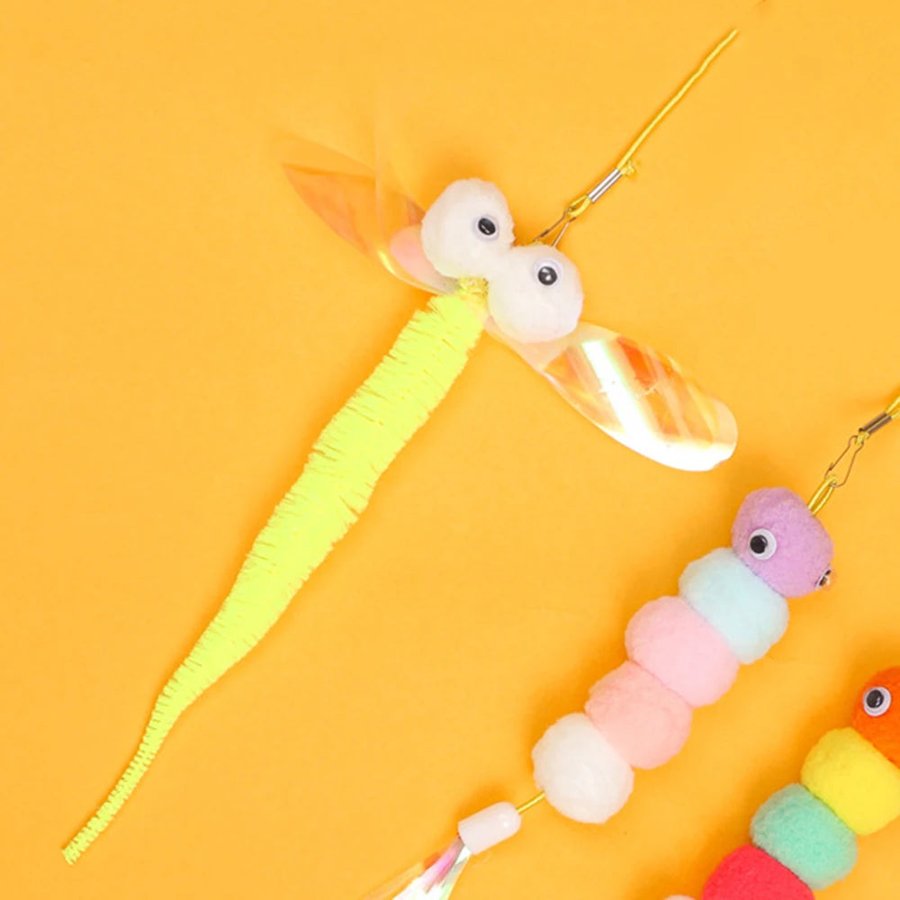 FanzyMarket adjustable hanging feather cat toy with elastic rope for door, interactive teaser for cats and small dogs, 10 to 65 inches