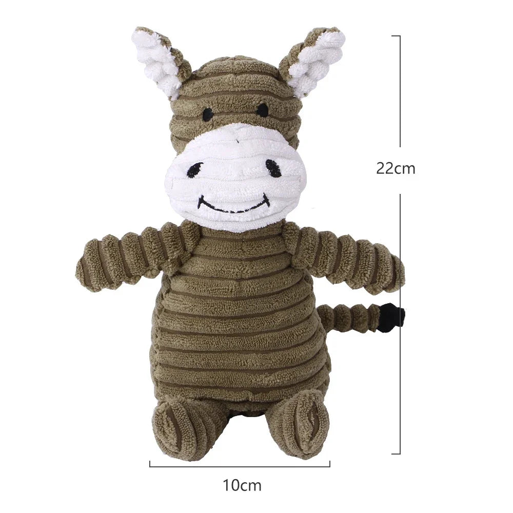 FanzyMarket plush corduroy squeaky dog toy, bite-resistant chew toy for puppies and dogs, perfect for training and play.