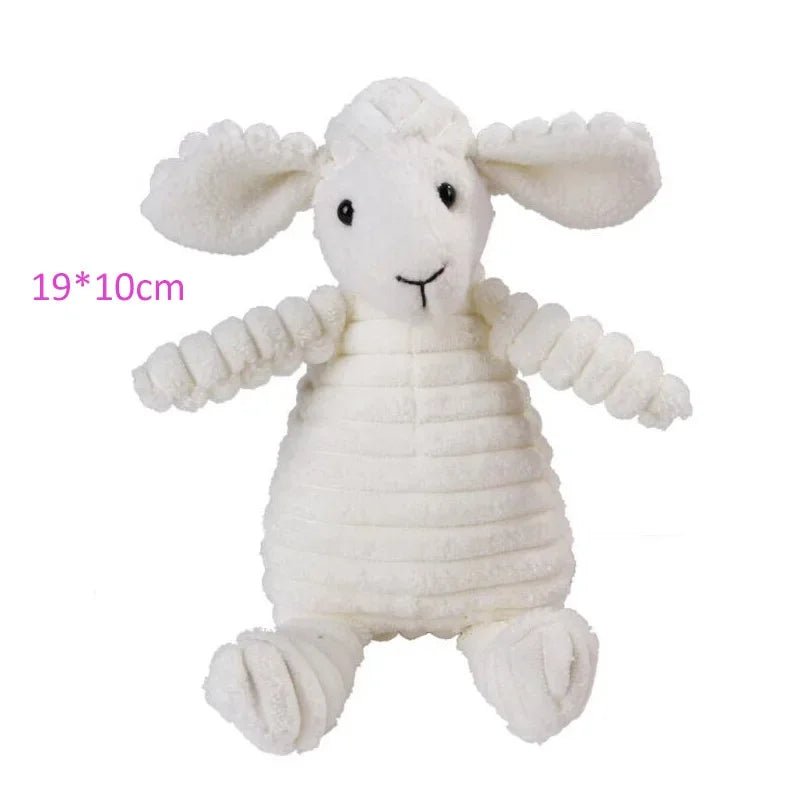 FanzyMarket plush corduroy squeaky dog toy, bite-resistant animal plush for puppies and dogs, perfect for training and chewing.