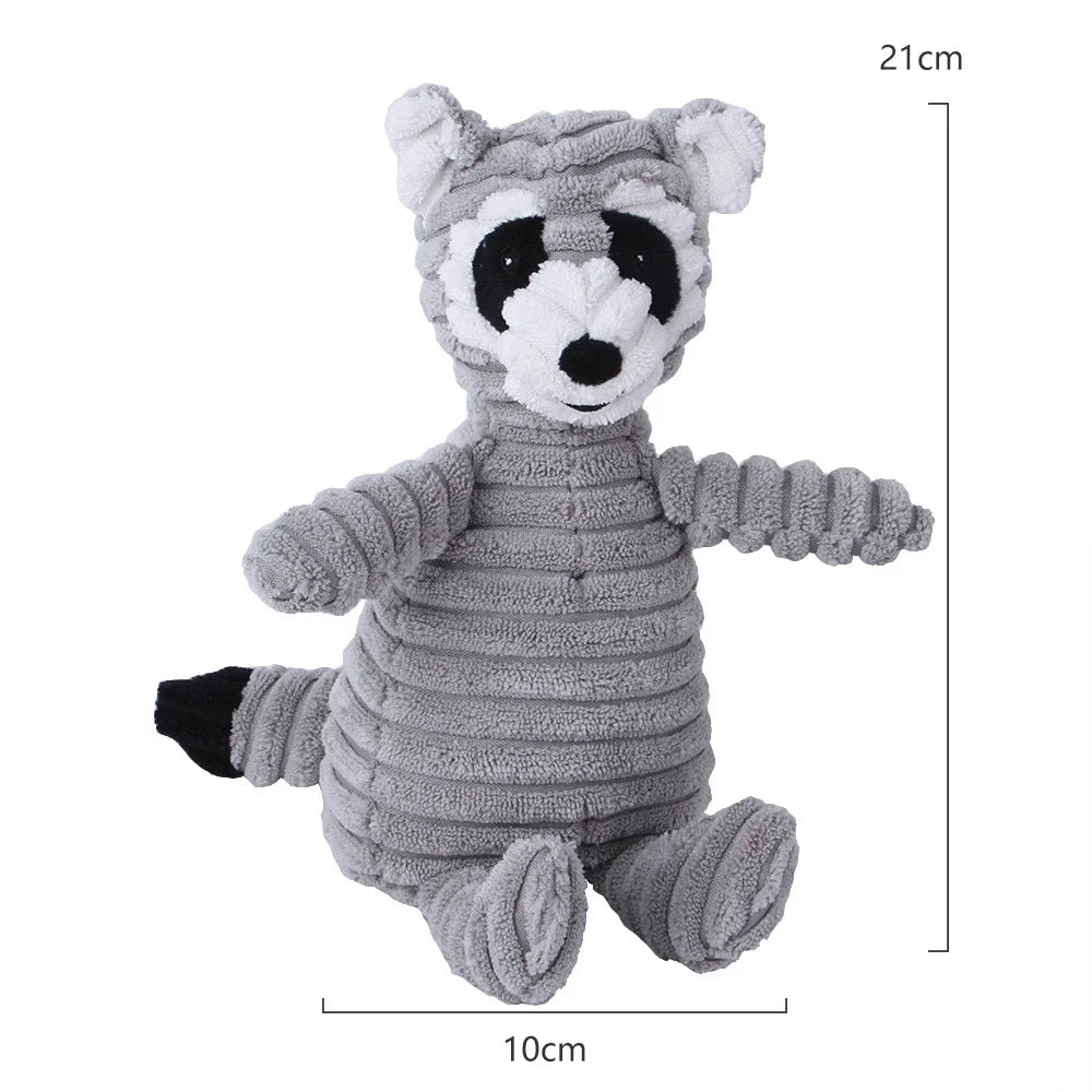 FanzyMarket plush corduroy squeaky dog toy, bite-resistant animal plush for puppies and dogs, ideal for training and chewing.