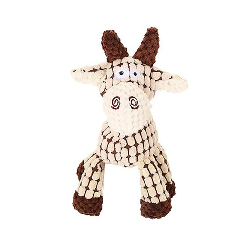 FanzyMarket plush corduroy squeaky dog toy, bite-resistant animal plush for puppies and dogs, perfect for training and chewing.