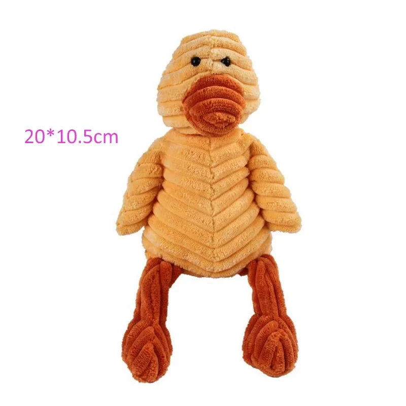 FanzyMarket plush corduroy squeaky dog toy, bite-resistant animal plush for puppies and dogs, ideal for training and chewing.