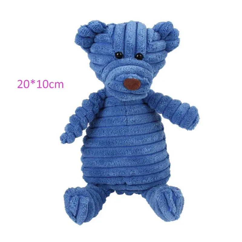 FanzyMarket plush corduroy squeaky dog toy resembling a drumstick, bite-resistant for puppies and dogs, ideal for training and chewing.