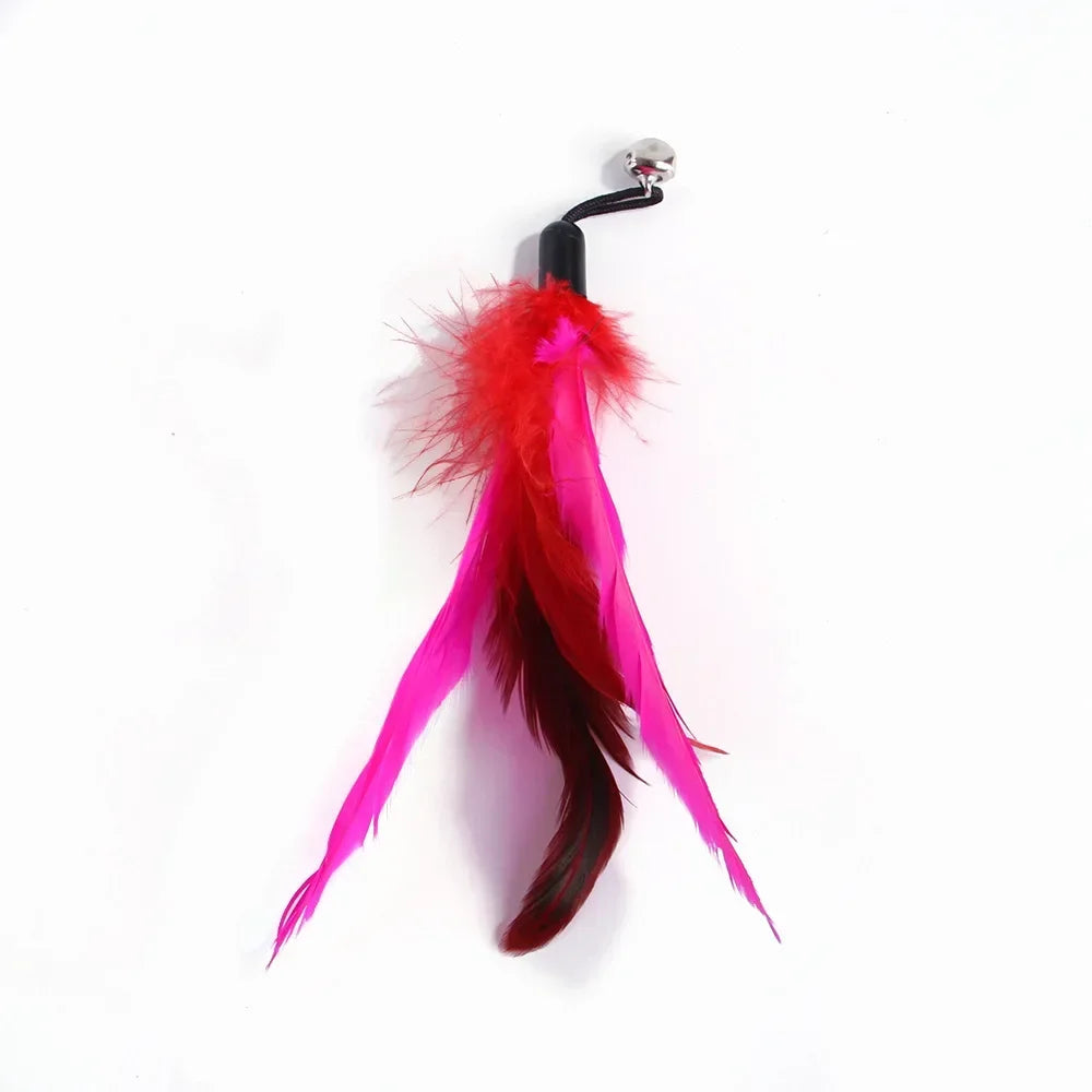 FanzyMarket interactive cat feather toy refill kit with feather birds, faux worm, foam ball, and bell for kittens.