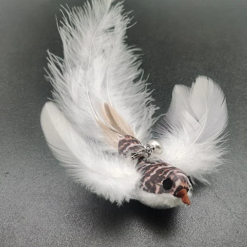 FanzyMarket interactive cat feather toy refill kit with feather birds, faux worm, foam ball, and bell for kittens.