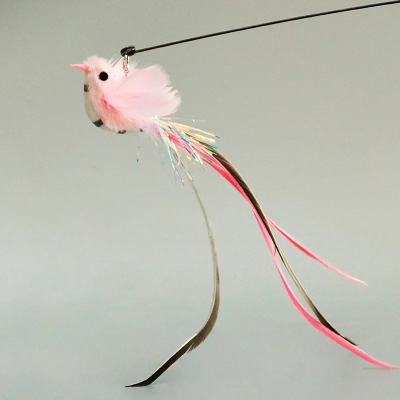 FanzyMarket interactive cat feather toy refill kit with feather birds, faux worm, foam ball, and bell for kittens.