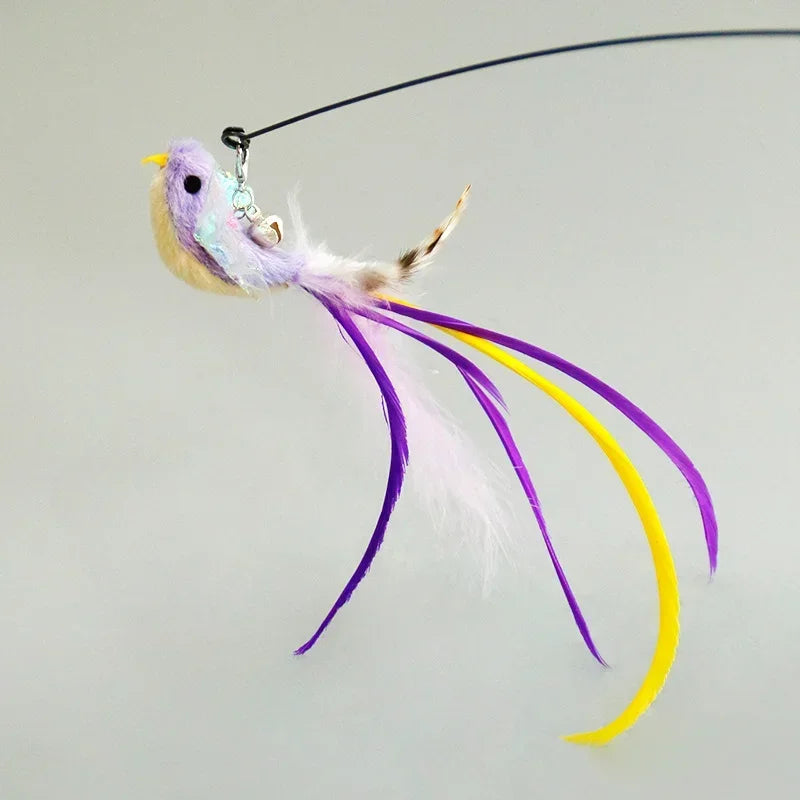 FanzyMarket interactive cat feather toy refill kit with feather birds, faux worm, foam ball, and bell for kittens.