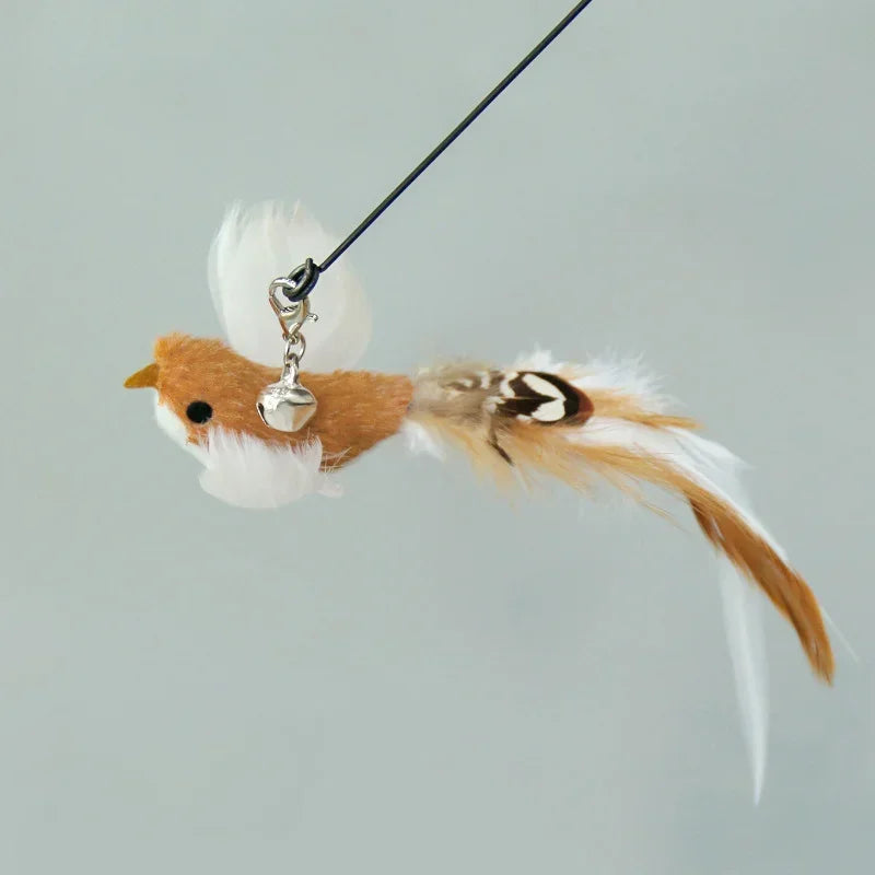 FanzyMarket interactive cat feather toy refill kit with feather birds, faux worm, foam ball, and bell for kittens.